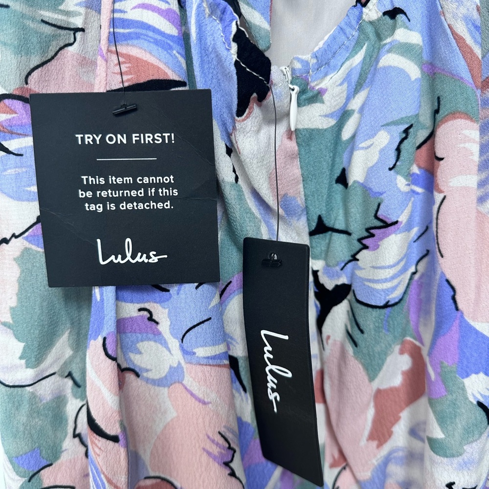 Lulu's Impressions of Love Floral Print Mini Dress Romper Spring Summer - Size M - Picture 7 of 7